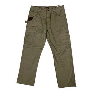 Wrangler Workwear Pants Mens 34x30 Green Carpenter Utility Ripstop Stain Grunge